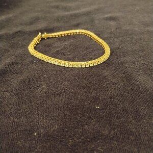 Estate 14k Yellow Gold Tennis Bracelet 3.48 carat Natural Diamonds